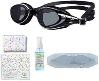 First Lens Customised Powered Swimming Goggles With UV Protection & AntiFog Coating (L-8.00 R-5.00)