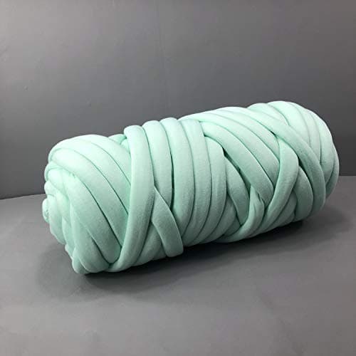 EASTSURE Chunky Braid Cotton Yarn Supre Large for Arm Knitting DIY Handmade Blankets Machine Washable,Light Green,0.55LB