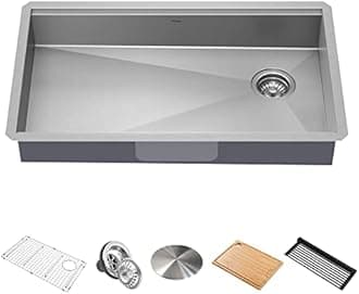KRAUS Kore ADA Workstation 32-inch Undermount 16 Gauge Stainless Steel Kitchen Sink, Single Bowl Kitchen Sink with Accessories, KWU110-32/5.5