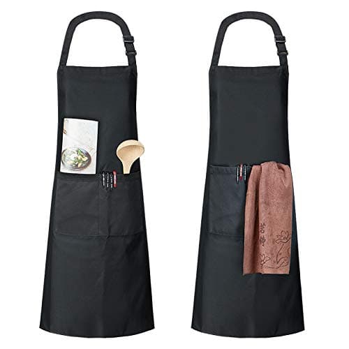 Cooking Aprons Chef Apron Kichen Apron with Pockets for Baking,Grilling and Bar BBQ Restaurant 2PCS