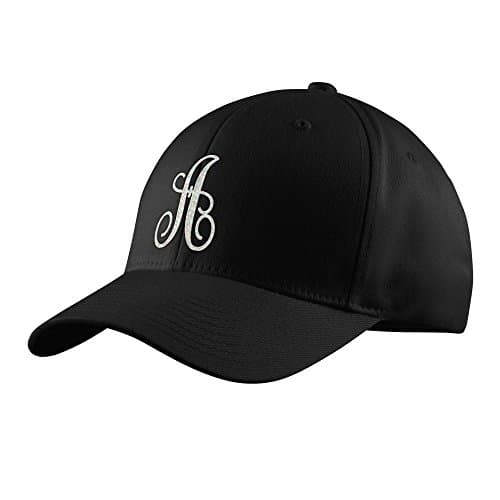 White Glitter Letter "A" Monogram Black Hat - Curly Apparel