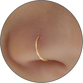 Gold Nose Rings - Silver Nose Ring - Black Nose Piercings -Thin Small 24 Gauge 7mm Nose Piercing Jewelry- 925 Sterling Silver Nose Piercings - 14k Gold Filled Nose Rings For Women - 925 Black Sterling Silver Nose Rings Hoops