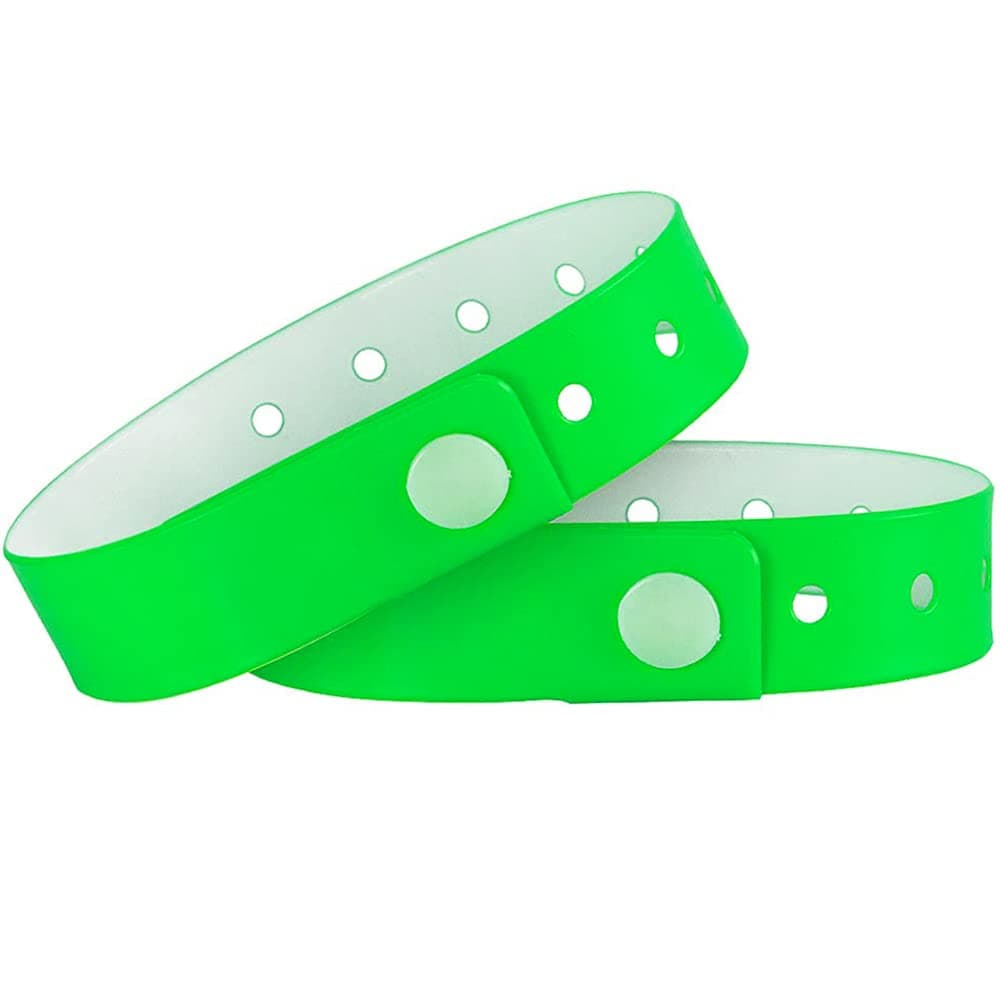 Ouchan Plastic Event Wristbands Neon Green- 100 Pack Vinyl Wristbands for Party