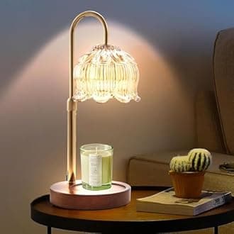 Geezo Fragrance Candle Warmer Lamp with 2 Bulbs Electric Candle Warmer with Timer & Dimmer for Home Decor