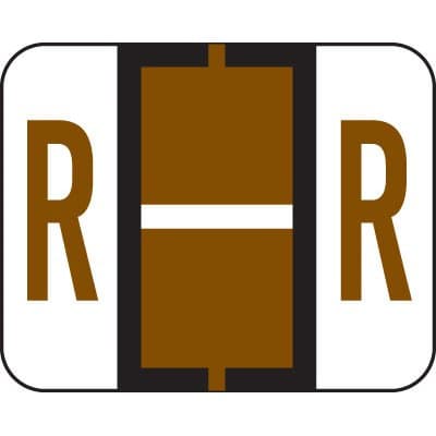 Alphabetic Color Code Labels, Compatible with Smead BCCR- Letter R, Brown (120/Package)