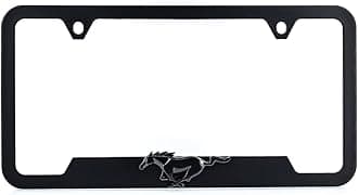 Ford Mustang Plastic License Plate Frame Tag Holder with 3D Emblem