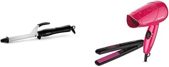 PHILIPS Hair Curler, 1000Watts BHB862 and Straightener Dryer Styling Kit (HP8643/46, Black)