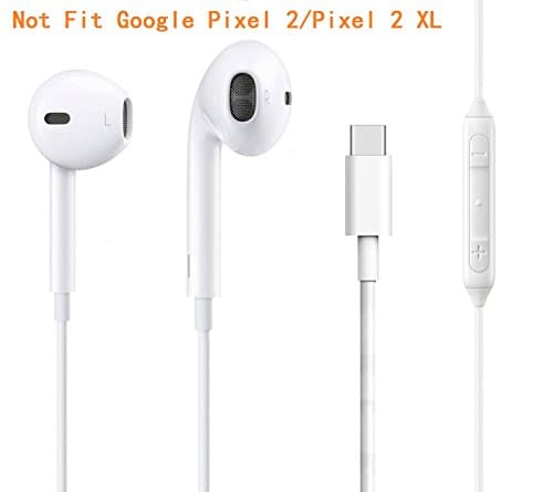 USB Type C Earphone, Monoy Type C Earbud Headphone Headset with Mic and Volume Control, Wired in-Ear Extra Bass Noise Cancelling Earphones for HTC U12,HTC U11,HTC U Ultra,HTC Bolt (Type-C Earbuds)
