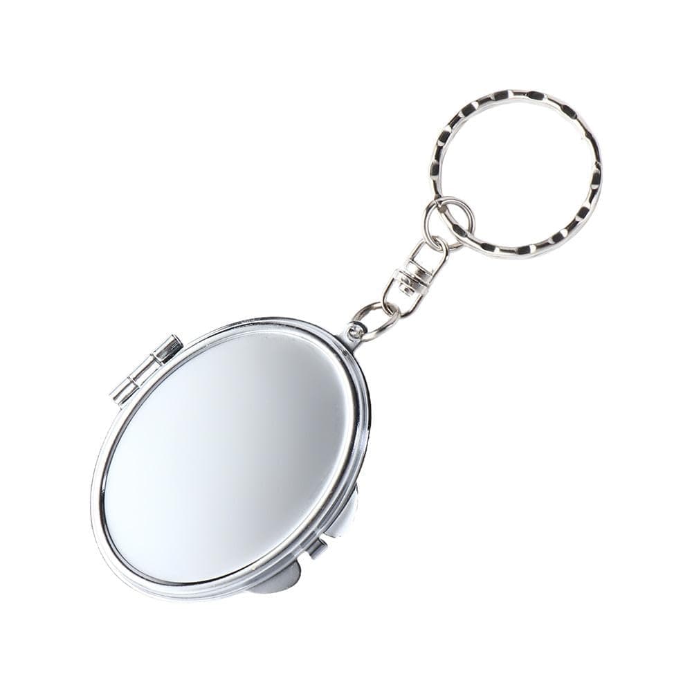 Folding Mirror Key Chain, Mini Makeup Keychain, Double Sides Cosmetic Mirror, Travel Pocket Mirror Square Heart-Shaped Round Mirror(elliptical)