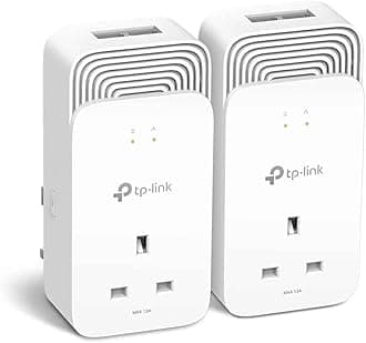 TP-Link PG2400P G.hn2400P Powerline Loop Kit, G.hn Wave2 MIMO, 2+2 Gigabit Ethernet Ports, Extra Power Socket, Power Saving Mode, Plug & Play