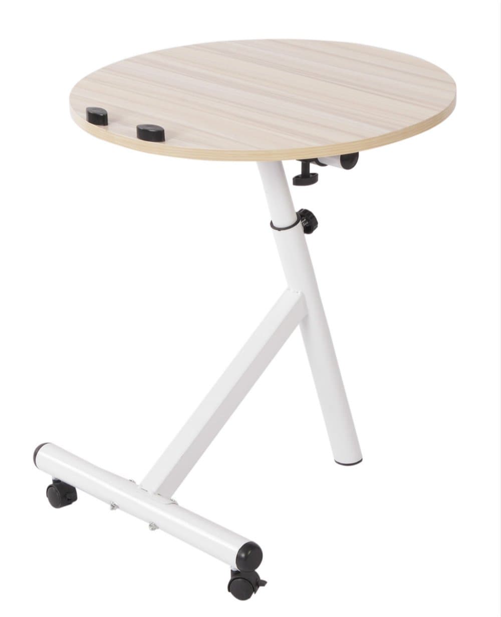 Pro Space Height Adjustable Round End Table Coffee Table for Living Room and Office, Natural