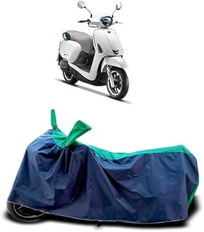DUFFEL-Two Wheeler Bike Cover Compatible for 22Kymco Like EV Heat Protectio/UV-Rays/Birds Dropping/DustProof/Waterproof Indoor Outdoor and Parking Full Protection All Variants [Green Patta]