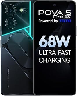 TECNO Pova 5 Pro 5G (Dark Illusion, 8GB RAM,256GB Storage)| Segment 1st 68W Ultra Fast Charging | India's 1st Multi-Colored Backlit ARC Interface | 50MP AI Dual Camera | 6.78