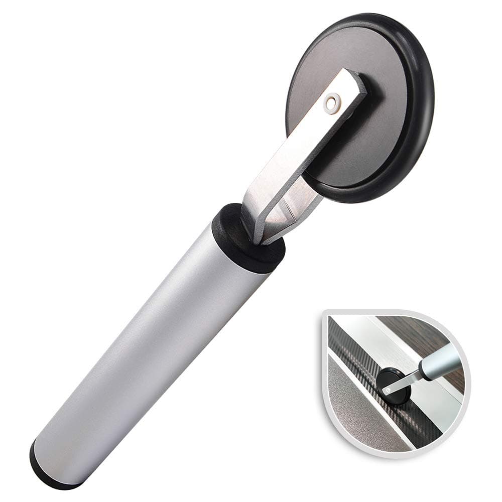 Car Screen Rolling Tool with Single Wheel Seam Roller for Details Riding Edge-Lines Contour Wrapping Application, Alloy Handle Soft Rubber Vinyl Wrap Roller for Installing Window and Door Screens