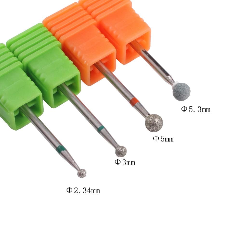 MZCMSL Round Ball Cuticle Drill Bits, Diamond Nail Drill Stone Bit,4pcs