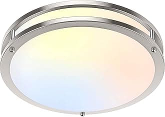 10 Inch LED Flush Mount Ceiling Light, Brushed Nickle Kitchen Lighting Fixture with 2700K/3000K/4000K/5000K/6500K 5 Color Adjusted, Dimmable Modern Round LED Light for Bedroom Living Room, 1-Pack