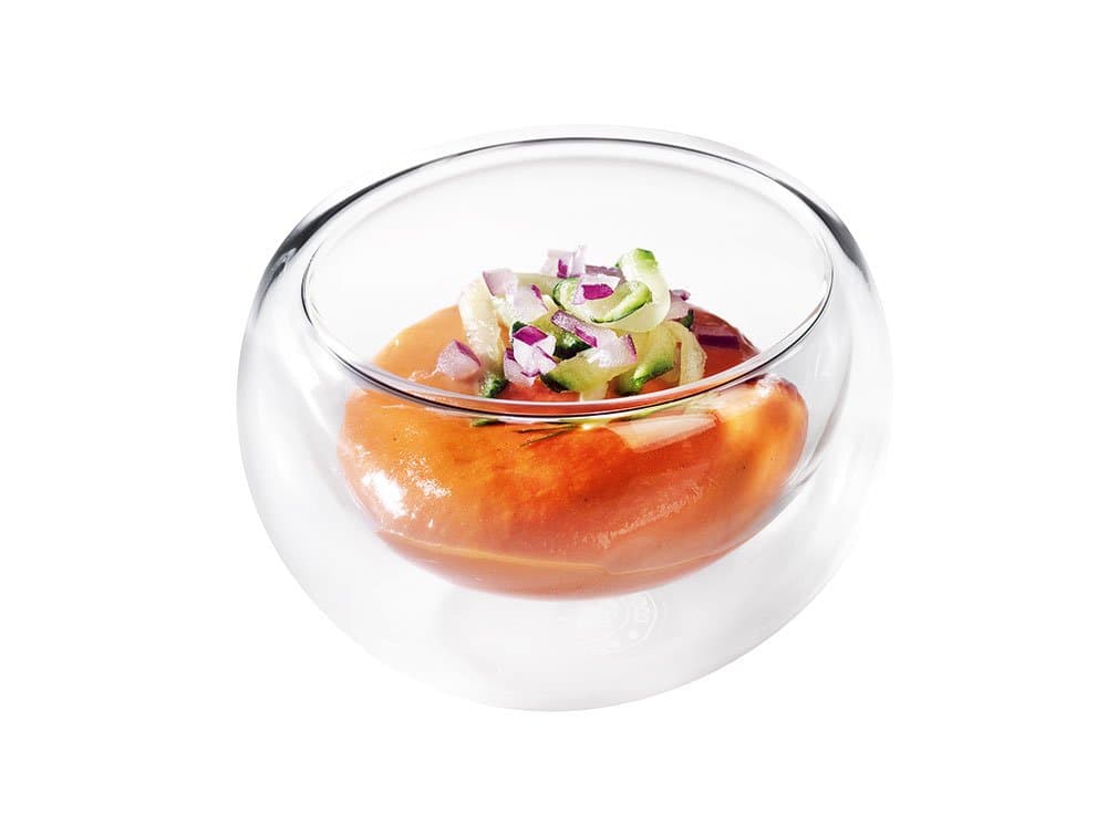 Premium Double Wall Clear Mini Bowl 1.5 Oz. | Pack of 6 | Ideal for Serving Small Appetizers, Hot & Cold Beverages, Desserts. Insulated Clear Mini Bowl