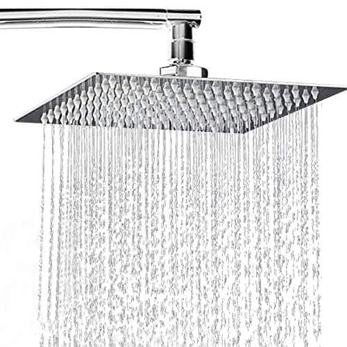 Rainfall Shower Head 8 inch, Solid Stainless Steel Square Rain Showerhead Ultra Thin Water Saving Chrome Finish
