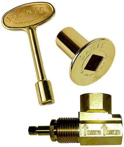 Dante Products Combo Pack with Angled 1/2-inch Globe Valve, Polished Brass Floor Plate and 3-inch Key by