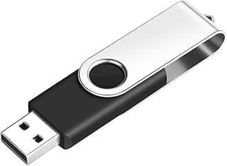 32GB USB Flash Drive 1PCS, EASTBULL USB 2.0 Thumb Drive Swivel USB Stick Memory Stick Metal Pen Drive (Black)