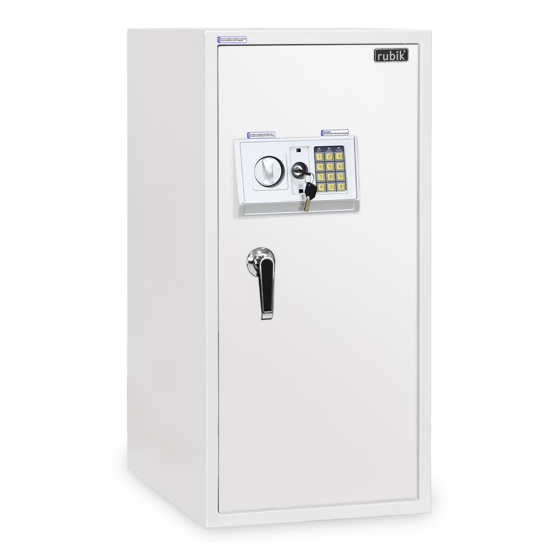 RubikSafe Box Large with Digital Keypad and Key Lock, Security Locker for Money Files Folder Documents Jewelry Home Office RB90EDA-W (Size 90x40x50cm) White