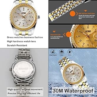 SKMEI Watches for Couples Men and Women His and Hers Pair Watch Set Husband Wife Valentines Matching Wedding Gifts Classic Stainless Luxry Business Waterproof Quartz Analog Wrist Watch