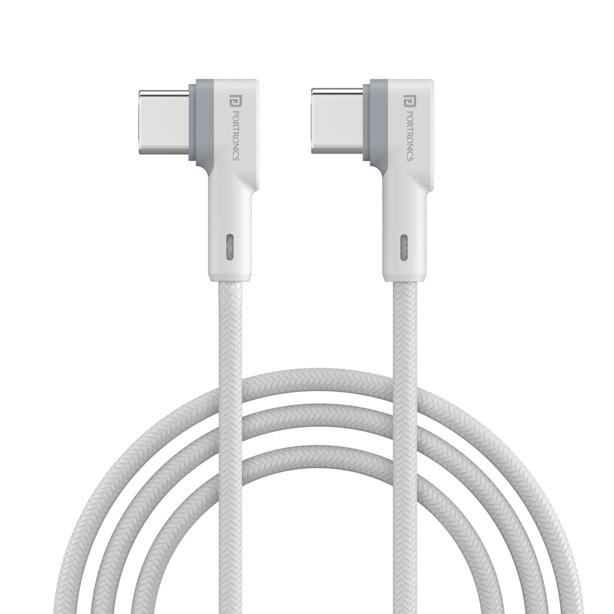 Konnect L 60W PD Type C to Type C Mobile Charging Cable, 1.2M, Fast Data Sync, Tangle Resistant, TPE+Nylon Braided(White)