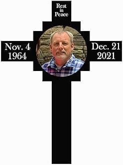 PK Décor Photo Grave Marker Cross For Cemetery - Roadside Memorial Cross Customized - CHOOSE Colors - Funeral Decoration for Memorial Service - Grave Decoration for Cemetery Photo (Cross 5)