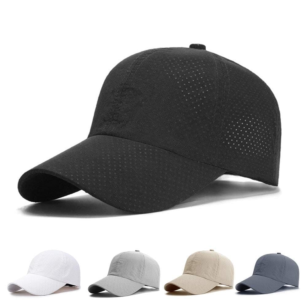 Unisex black baseball cap adjustable summer quick-drying mesh breathable sports cap