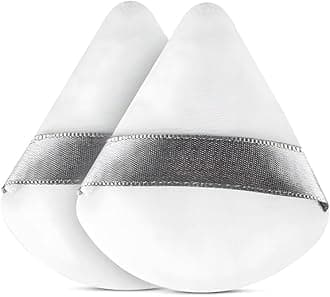 Gleva 2 Pcs Powder Puff Soft Face Makeup Sponge, Loose powder Foundation Blending Sponges Set, Makeup Blender, Contouring, Wedge Triangle Shape Wet & Dry Tool Washable Reusable(White)