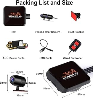 VSYSTO Motorcycle Video Driving Recorder Dash Cam Dual 2 Channels Lens Front & Rear 1080P Backup Camera with WiFi Starlight Night Vision