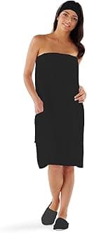 Boca Terry Womens Spa Wrap - 100% Cotton Spa, Shower, Bath and Gym Towel w Snaps - Med/Large, XXL, 4XL, 6XL Black