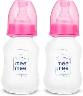 Mee MeePremium Glass Feeding Bottle, Pink, 50ml (Pack of 2)