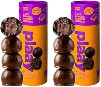 Plaay Almond Brownie Chocolate Truffles – Keto Dark Chocolate Snack – Gluten-Free, Vegan-Friendly with Rich Fudgy Texture for Guilt-Free, Anytime Smart Snacking - 60g (Pack of 2)
