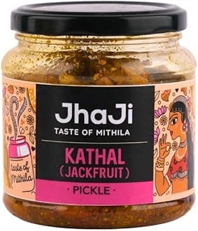 JhaJi Store Homemade Kathal ka Achar | Traditional Bihari Jackfruit Pickle | Spicy & Tangy Taste | Sun-Dried, Preservative-Free | Soft, Chewy Texture | 500g Plastic Jar