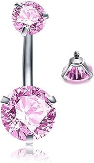 Belly Button Rings Round Cubic Zirconia Navel Barbell Stud Body Piercing