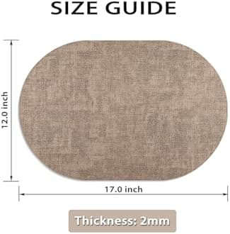 BARTHKIT Placemats Set of 8 Non Slip, Heat Resistant Oval Faux Leather Place mats Double Layer, Waterproof Table Mats Easy to Clean for Kitchen Dining Room Coffee Office Table, Apricot