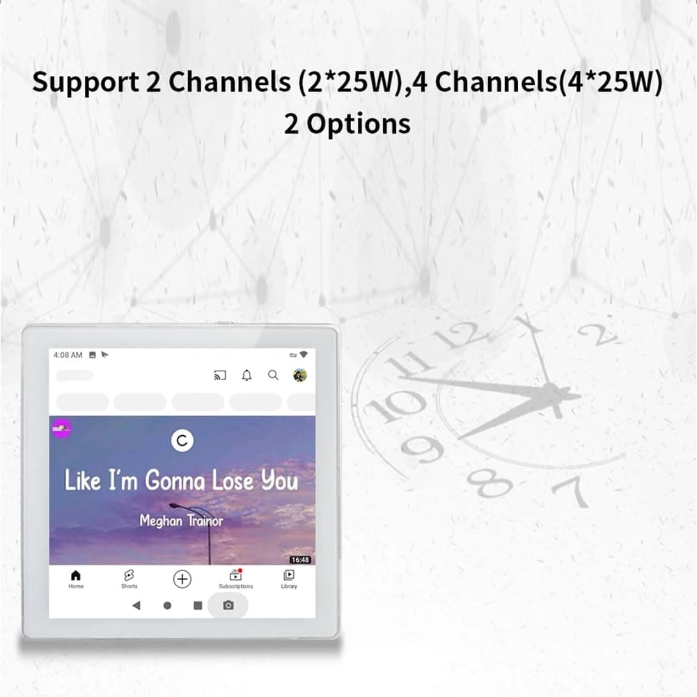 Mini 8 Ohm Android 10.0 System Smart WIFI Bluetooth 4X25W Stereo Home Theater Background Music Wall Amp White