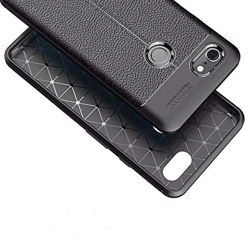 for Google Pixel 3 XL Leather Case, Flexible TPU Rubber Soft Silicone Case Full-Body Protective Cell Phone Cover Leather Cases for Google Pixel 3XL(Black)