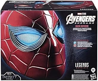 Spider-Man Marvel Legends Series Iron Spider Electronic Helmet with Glowing Eyes, 6 Light Settings and Adjustable Fit, Red