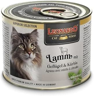 Leonardo Superior Selection Wet Food [6x200g Lamb with Poultry & Pumpkin] Wet Grain Free Cat Food | Complete Wet Food in Can
