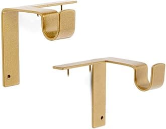 Kwik-Hang Single Curtain Rod Brackets – No Drill, No Damage – Perfect Curtains Every Time – 5/8” Gold