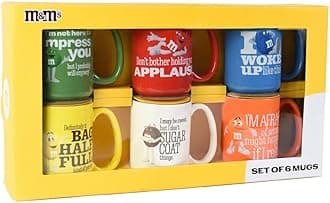 M&M’S Character Quote Mugs Gift Set of 6, Colorful Coffee or Tea Mugs, Fun Coffee Gift Set or Unique Birthday Gift
