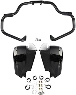 TCT-MOTORPARTS Mustache Engine Guard Highway Crash Bar+ Vivid Black Lower Fairing Kit Fit for Indian Chieftain 2017-2018 Roadmaster 2023-2025 Springfield Dark Horse