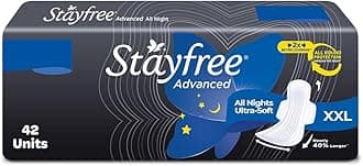 Stayfree Advanced XXL All Night Sanitary Pads | 42 Ultra Thin Pads for Ultra Comfort | 40% Longer | Ideal for Heavy Flow