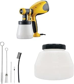 WAGNER Wood & Metal Paint Sprayer W 100 for Varnishes and Glazes, 5-Piece Spray Gun Cleaning Kit, Paint Container With Cover 1400 ml