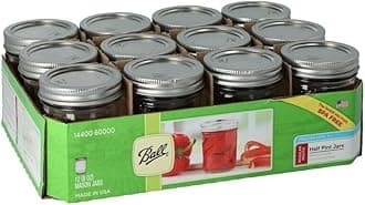 60000 Half Pint (8 oz.) Regular Mouth Mason Jars w/ Cap - Set of 12 AEP