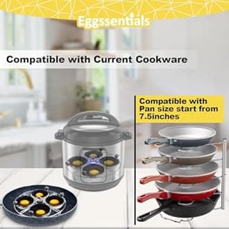 Egg Poacher Egg Rack| Fits many sized Pans Skillets and Pressure Cookers| Instant Pot Accessory features Stainless Steel Individual Egg Poaching Cups PFOA Free Non-stick Coating| Measures 7.25 inches