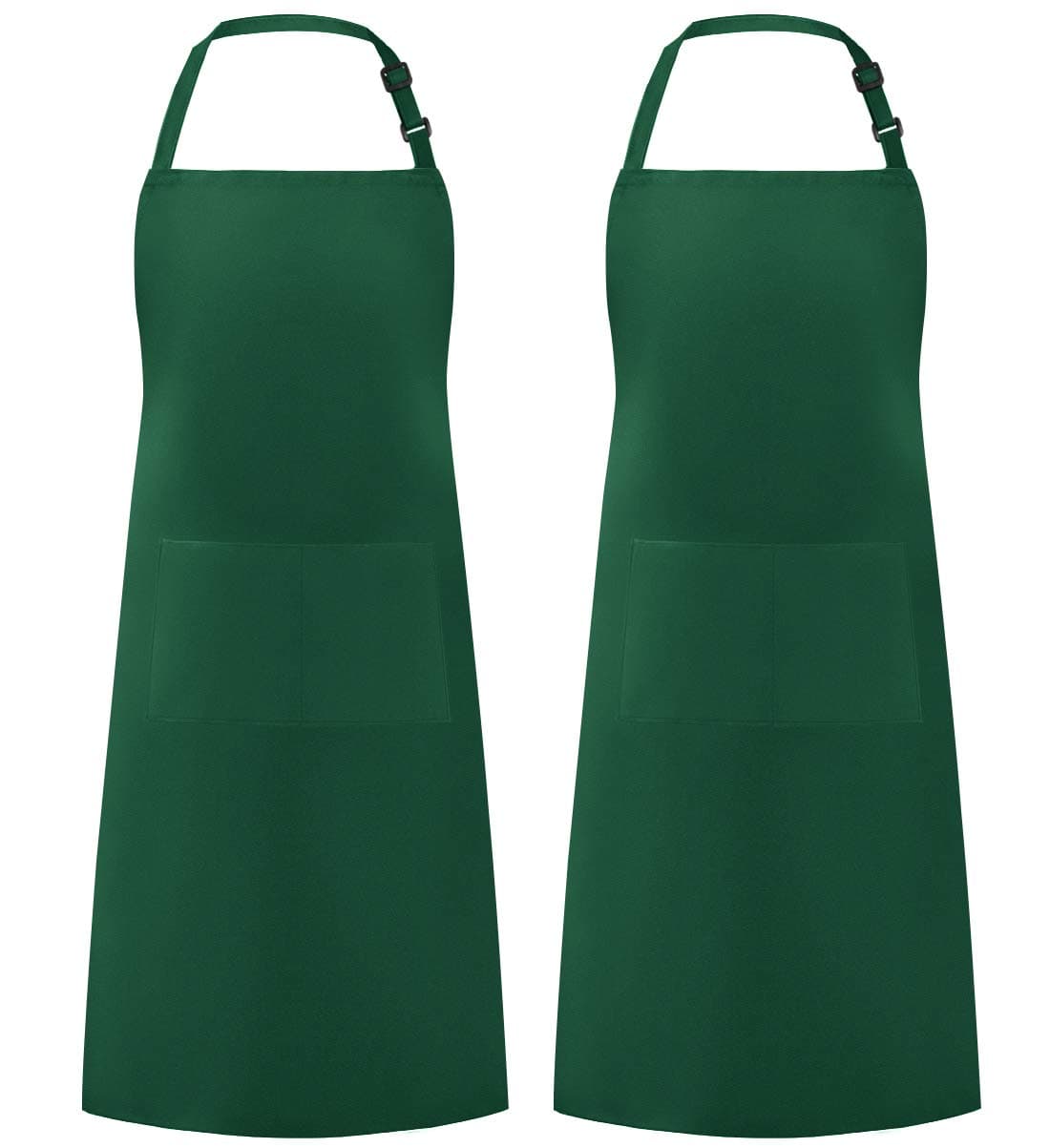 Syntus 2 Pack Adjustable Bib Apron Waterdrop Resistant with 2 Pockets Cooking Kitchen Aprons for Women Men Chef