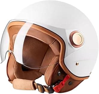 Vintage 3/4 Open Face Helmet for Men Women,DOT Approved Adults Retro Motorcycle Half Helmet Street Jet-Moped Helmet,Cruiser Chopper Scooter Motorbike ATV Helmets with Visor.